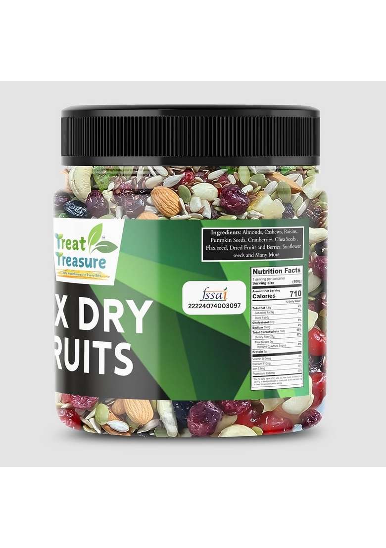 Treat Treasure Healthy Dry Fruits Mix Premium Trial With Dried Almonds Black Raisins Cashewnuts Pistachio Walnut Many More 1 Kilogram Box - Indya