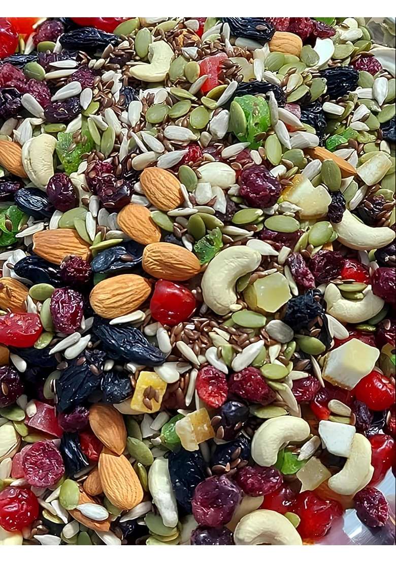 Treat Treasure Healthy Dry Fruits Mix Premium Trial With Dried Almonds Black Raisins Cashewnuts Pistachio Walnut Many More 1 Kilogram Box - Indya