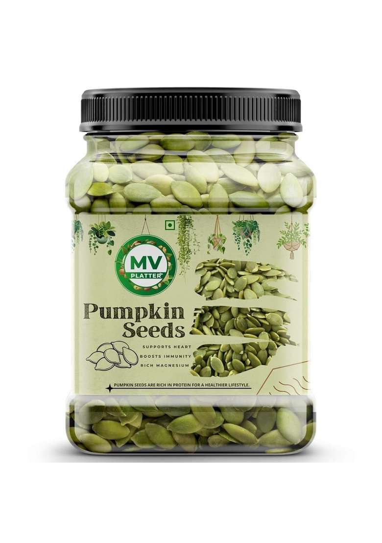 Mv Platter Pumpkin Seeds 1Kg | Kaddu Ke Beej Raw Unroasted For Eating Healthy Diet Snacks Weight Loss Tasty Nutritious Snacking - Indya