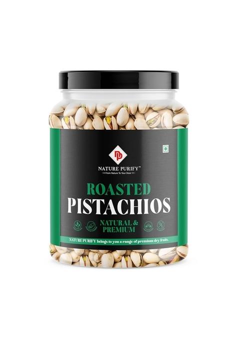 Nature Purify Roasted Salted Jumbo Pistachios Pista 500Gram Jar | Super Crunchy Delicious Healthy Snack Vitamins Minerals Rich