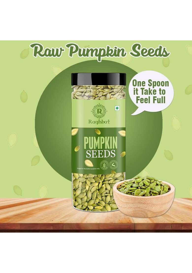 Raghbat Pumpkin Seeds 200G Rich In Protein Dietary Fibre Magnesium Phosphorus Raw Unroasted Source Of Iron Zinc Handpicked Resealable Pack - Indya