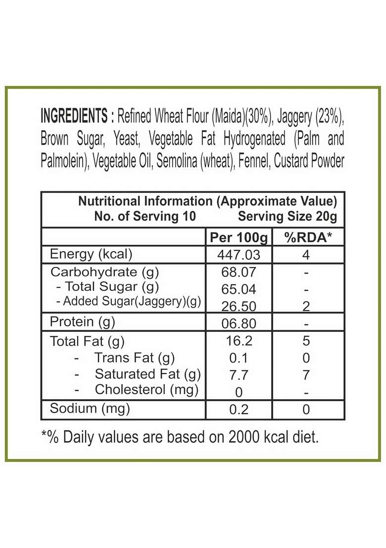 Dhampure Speciality Dhampurgreen Gur Saunf Milk Rusk Pure Bakery Healthy Snacks With Low Sugar 800Grams 4 X 200G - Indya