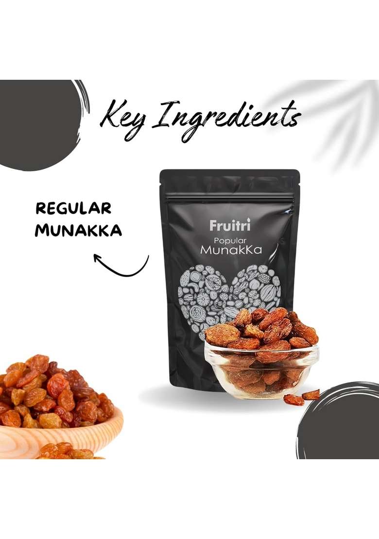 Fruitri Regular Large Raisins With Seeds Munakka Dry Fruit 200 Gm - Indya