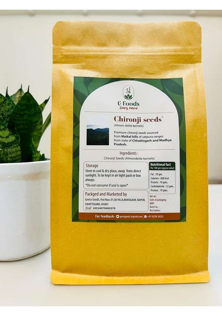 G Foods Premium Chironji Seeds Almondette Kernels Charoli Rich In Nutrients Source Of Protein Fibers And Essential Minerals Ideal For Garnishing Baking 100 Gm - Indya