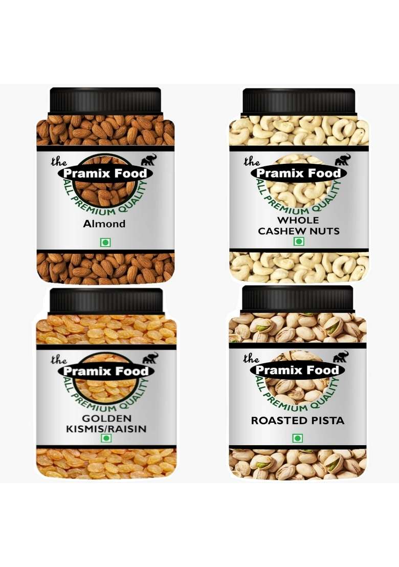 Pramix Dryfruits Mixed Combo Pack 400 Gm Almond Cashew Nuts Pista Kishmish 100 Each - Indya