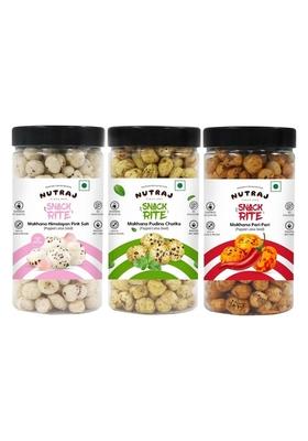 Nutraj Makhana Roasted Flavored 210G Combo Peri Himalayan Pink Salt And Pudina Chatka Each 70G