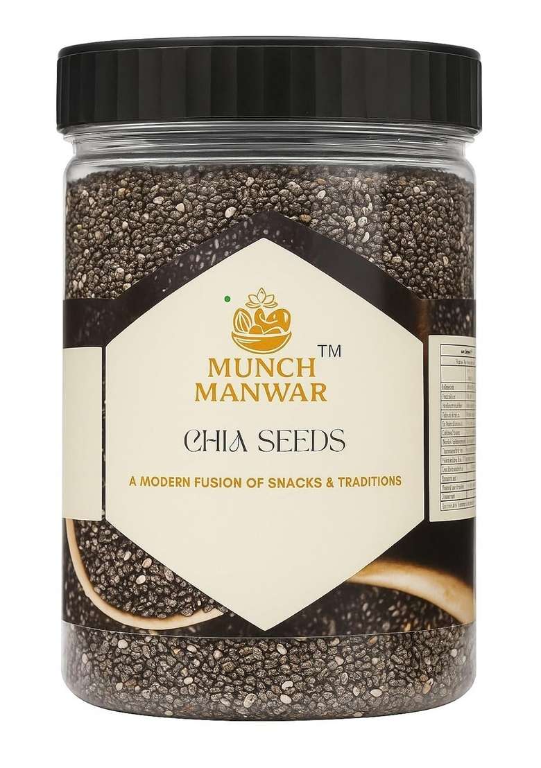 Munch Manwar Premium Raw Chia Seeds Natural Superfood With Omega 3 Protein Fiber Gluten Free Non Gmo For Weight Management Smoothies Baking 1 Kg - Indya