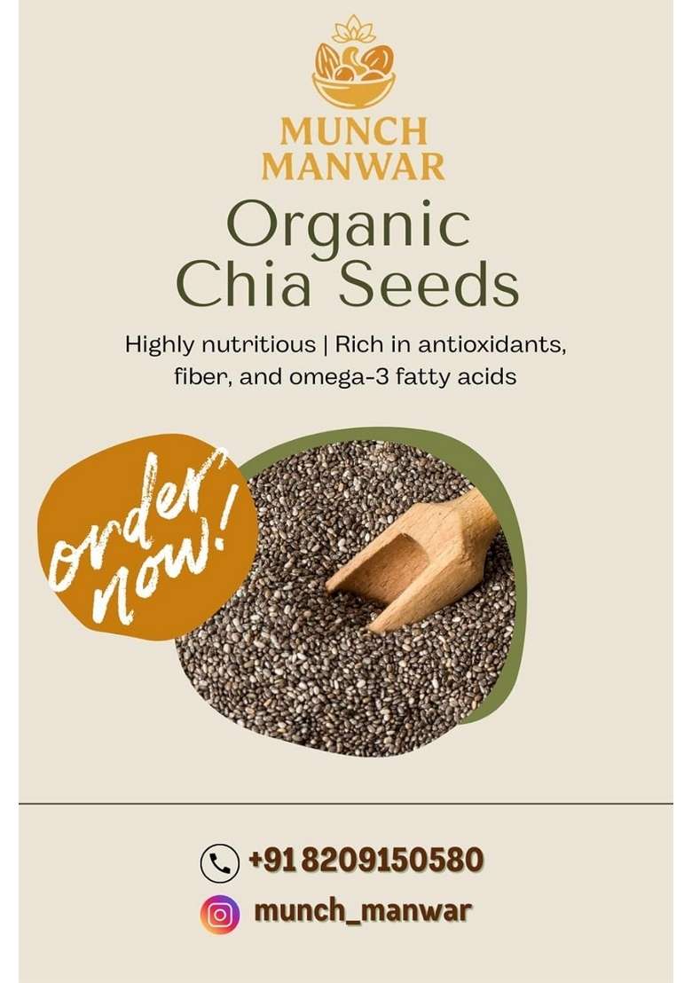 Munch Manwar Premium Raw Chia Seeds Natural Superfood With Omega 3 Protein Fiber Gluten Free Non Gmo For Weight Management Smoothies Baking 1 Kg - Indya
