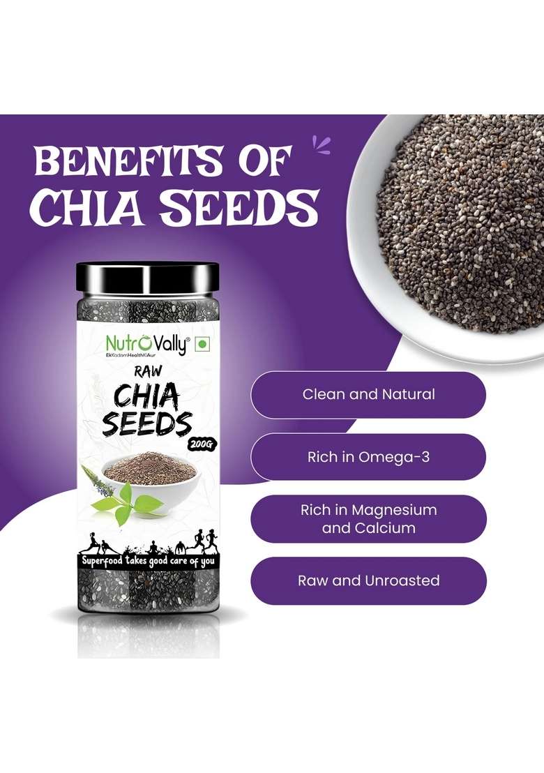 Nutrovally Combo Seeds 1Kg 200G Each | Chia Flax Pumpkin Watermelon Sunflower|Seeds Pack| Omega 3| Mix For Eating| 5 In 1 Superfood Mix| High Fiber Protein| - Indya