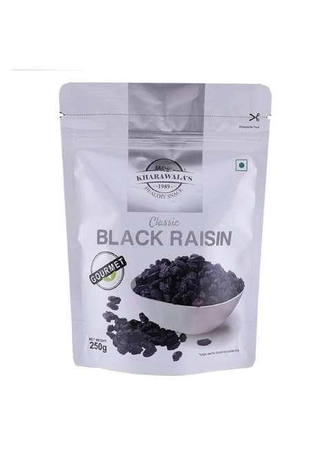 Kharawala'S Healthy Snack Afghani Classic Black Raisins With Seeds 250Gm | Kali Kishmish Munakka Dry Fruits Premium Abjosh