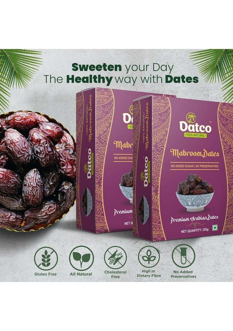 Datco Premium Imported Mabroom Dates Khajoor Khajur | 100 Natural Rich In Calcium Iron And Potassium Instant Energy 250 G Pack Of 1 - Indya
