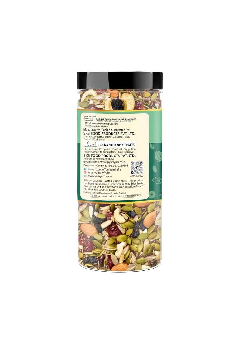 Raghbat Dry Fruit Nut Mix 250G Source Of Protein Magnesium Phosphorus Rich In Dietary Fiber Flavourful Crunchy Snack Almond Cashew Cranberry Black Raisins Strawberry Flax Pumpkin Sunflower Seeds - Indya