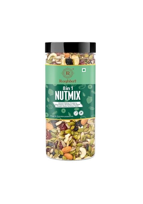 Raghbat Dry Fruit Nut Mix 250G Source Of Protein Magnesium Phosphorus Rich In Dietary Fiber Flavourful Crunchy Snack Almond Cashew Cranberry Black Raisins Strawberry Flax Pumpkin Sunflower Seeds
