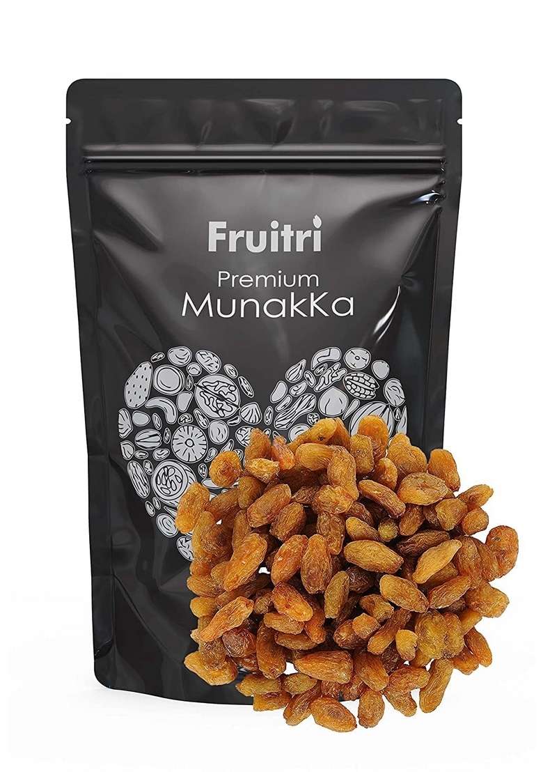 Fruitri Premium Golden Raisin With Seed Large Munakka 1Kg - Indya