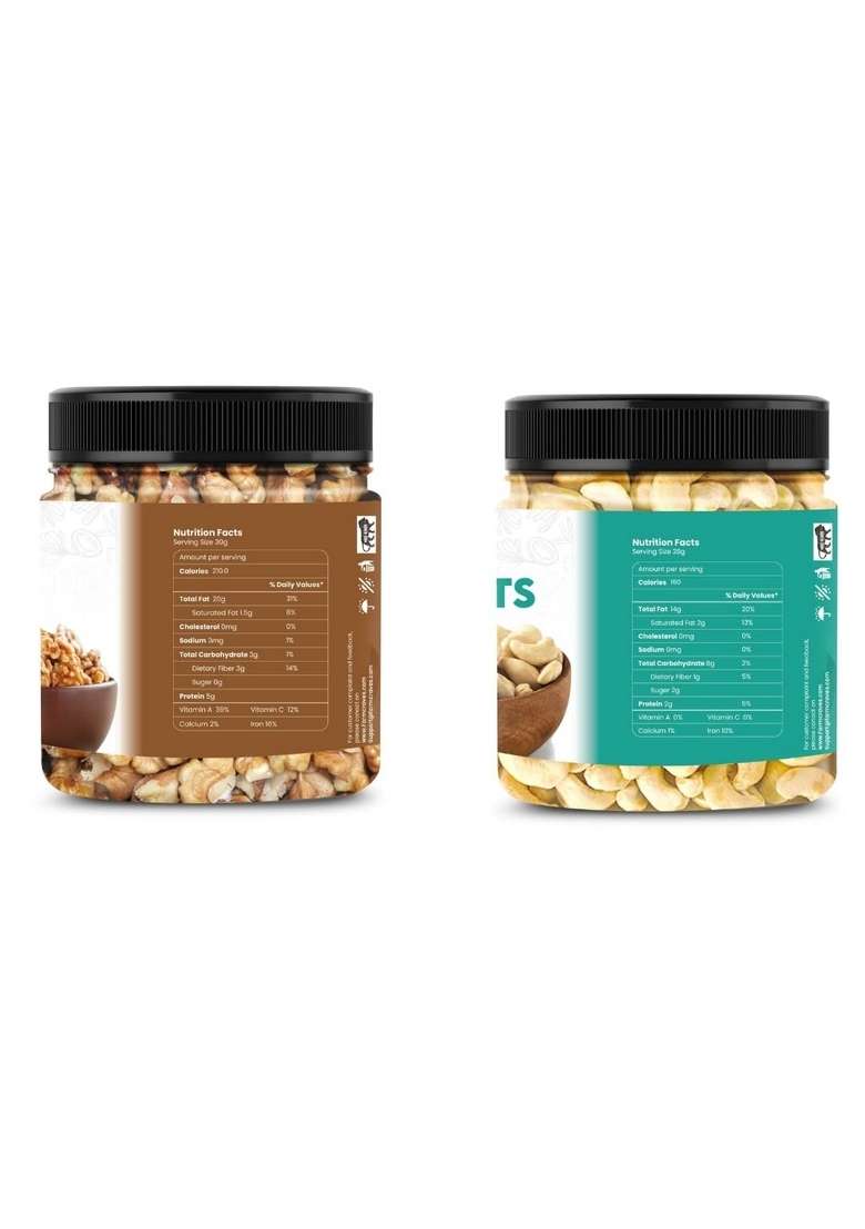 Farmcraves Premium Dry Fruits Combo Pack 1000G | Whole Cashews 500G Walnuts Healthy Fruit Snack - Indya