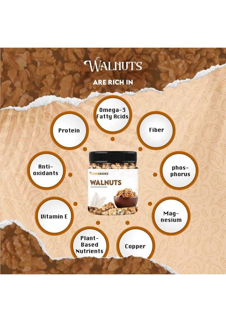 Farmcraves Premium Dry Fruits Combo Pack 1000G | Whole Cashews 500G Walnuts Healthy Fruit Snack - Indya