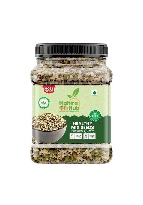 Mahira Hub Mix Seeds For Eating | 5 In 1 Super Blend – Sunflower Pumpkin Flax Watermelon Chia High Fiber Protein Healthy Snack Nutritious Seed Weight Management 400G