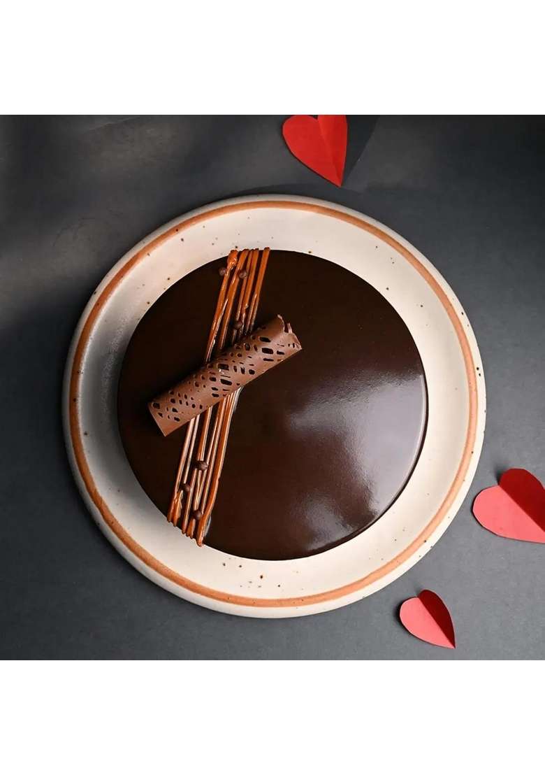 Bakingo 2Kg Delicious Silky Smooth Fresh Chocolate Truffle Cake With Love Topper For Birthday Anniversary Valentine Day Boyfriend Girlfriend Husband Wife Same Delivery - Indya