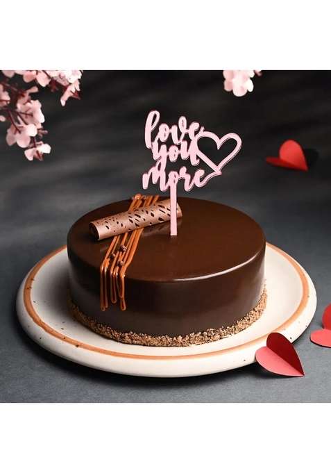 Bakingo 2Kg Delicious Silky Smooth Fresh Chocolate Truffle Cake With Love Topper For Birthday Anniversary Valentine Day Boyfriend Girlfriend Husband Wife Same Delivery
