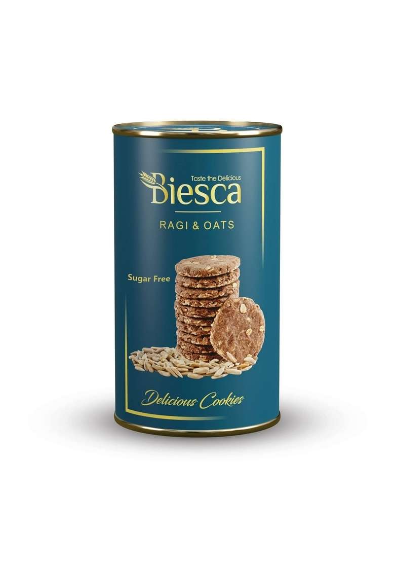 Biesca Ragi Oats Cookies Sugar Free With Organic Flour Jumbo Butter And Milk 180G Delicious Digestive Biscuits Premium Handmade No Maida Healthy Snack - Indya