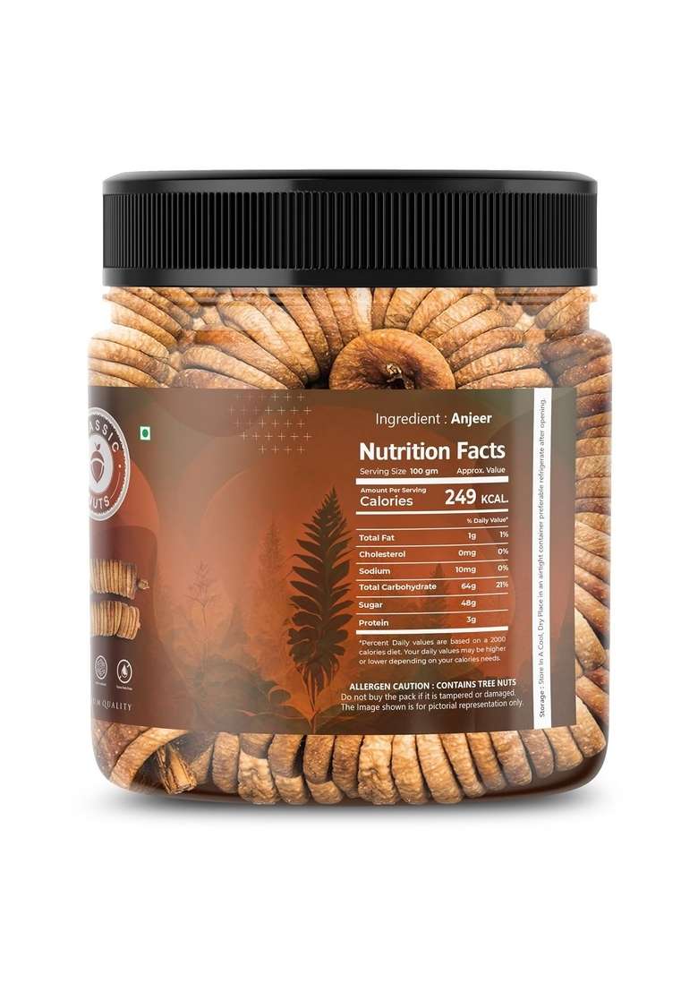 Classic Nuts Afghani Anjeer Dried Figs – Natural Sun Handpicked | Rich In Fiber Calcium Antioxidants Healthy Dry Fruit Snack 500G - Indya