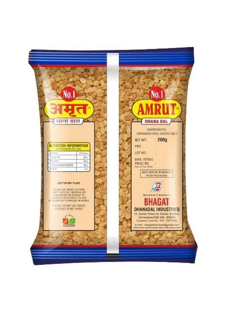 Amrut Dhanadal 200Gm X 4 800G Pack Of Salty Coriander Seeds Dhana Dal Split Roasted Mukhwas Mouth Freshener - Indya