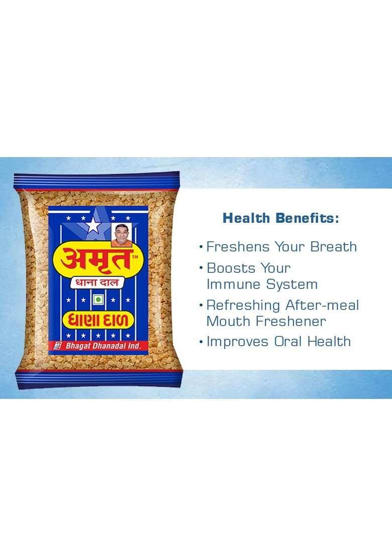 Amrut Dhanadal 200Gm X 4 800G Pack Of Salty Coriander Seeds Dhana Dal Split Roasted Mukhwas Mouth Freshener - Indya