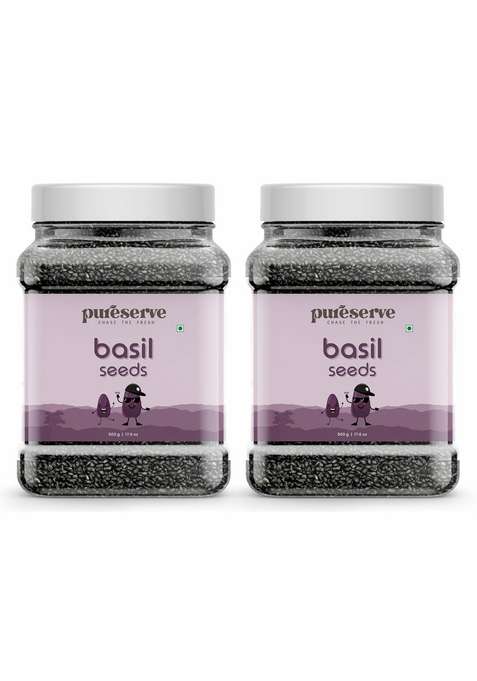 Pureserve Premium Basil Seeds 1Kg 500G×2 Superfood For Weight Loss Digestion |Sabja | High Fiber Omega 3 Natural Detox Hydration Booster Ideal Smoothies Drinks Gluten Free
