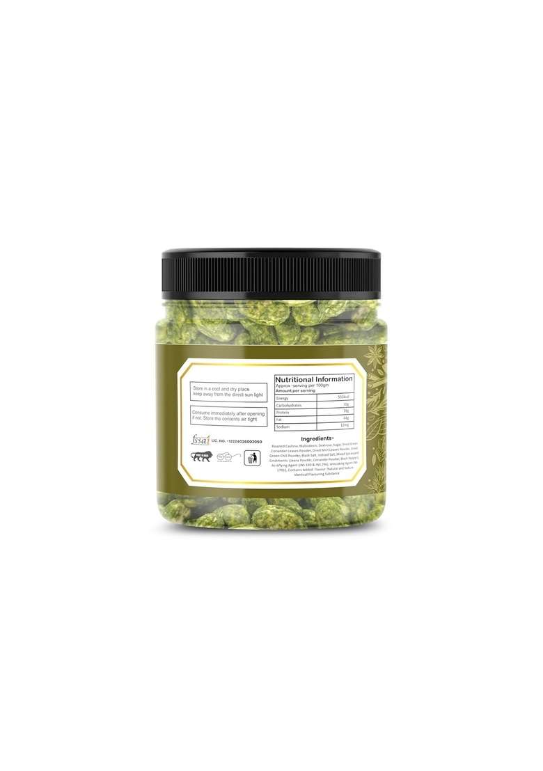 Nothing After Nuts Pure Goodness More Cashew Pudina Chilli Raw 250G Mint Flavoured Kaju Healthy Dry Fruit Whole Crunchy Nutritious Delicious - Indya