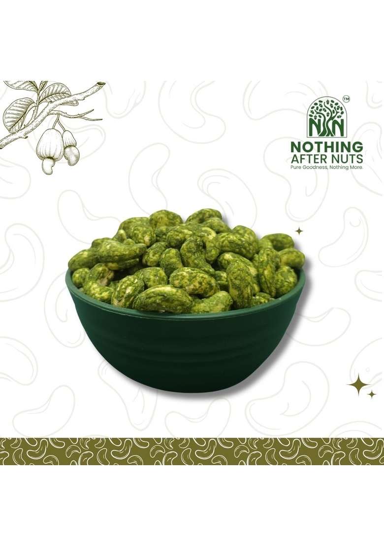 Nothing After Nuts Pure Goodness More Cashew Pudina Chilli Raw 250G Mint Flavoured Kaju Healthy Dry Fruit Whole Crunchy Nutritious Delicious - Indya
