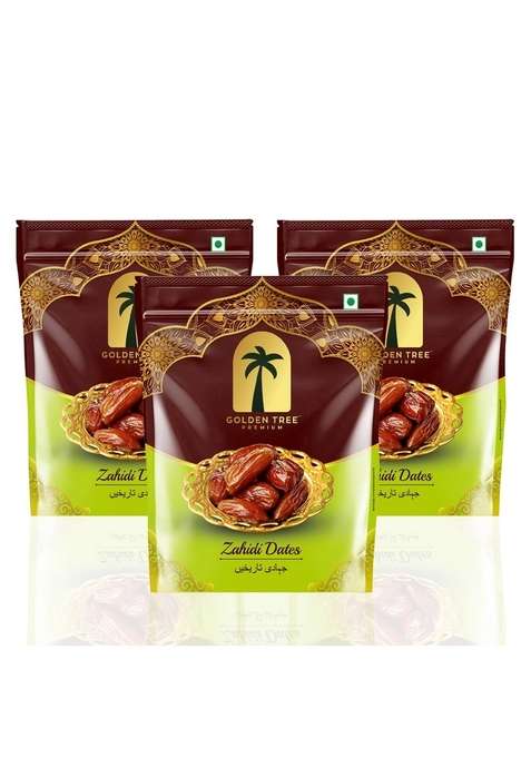 Golden Tree Organic Zahidi Dates Pack Of 3 500G Each | Natural Sweeteners No Preservatives Non Gmo Vegan Sun Dried Resealable Bag Healthy Fruit Snack