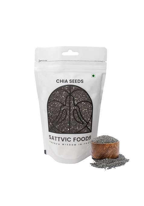 Sattvic Foods Chia Seeds 250 G | Certified Organic Indian Origin Gluten Free Vegan Superfood Fibre Protein Packed Add To Water Cereals Oatmeal Smoothies Desserts