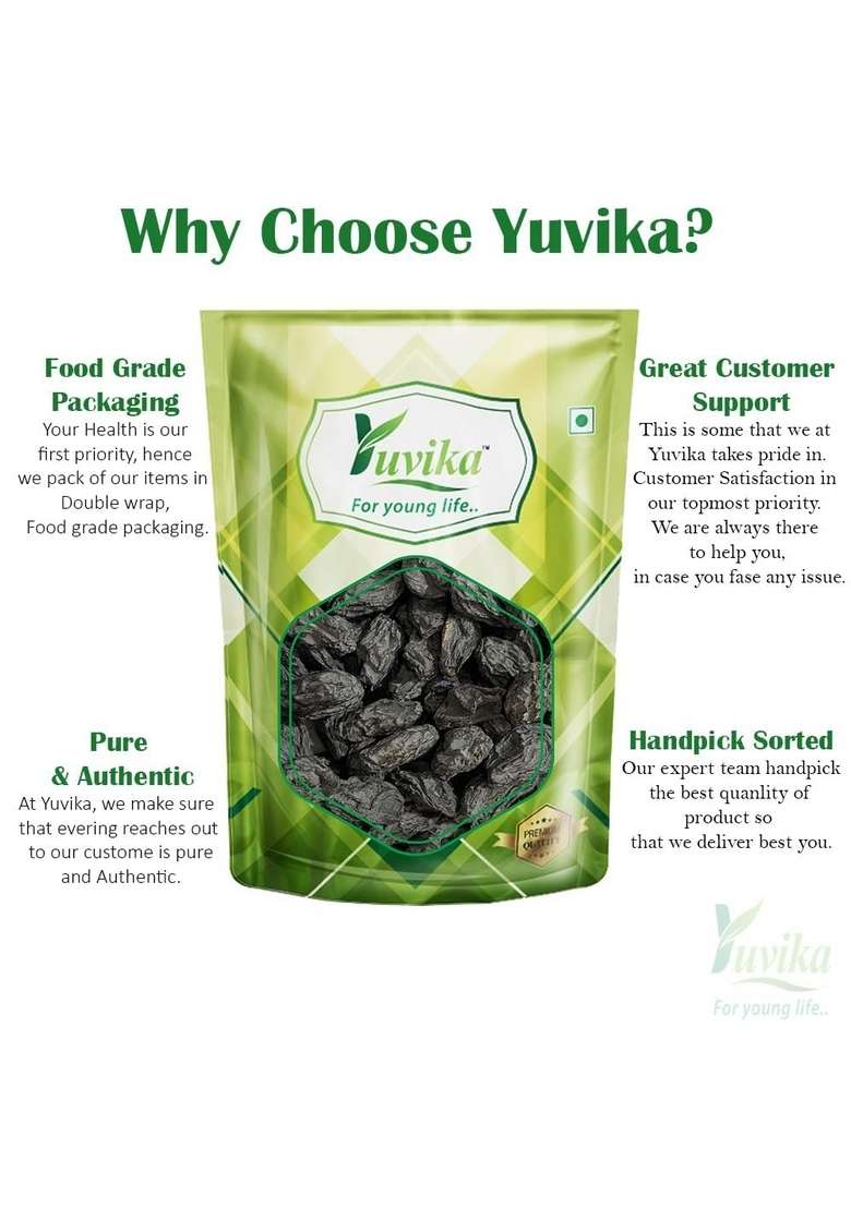 Yuvika Kali Drakh Seed Less Munakka Black Raisin 200 Grams - Indya
