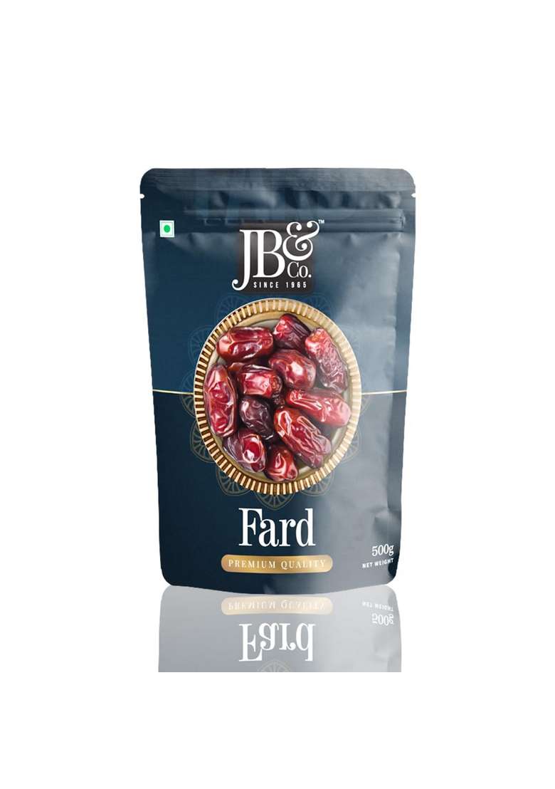 Jb Co Fard Dates Arabian Omani Khajoor No Added Sugar Or Preservatives | Low Gi Energy Snack Khajur Original |100 Natural Instant Ziplock Pack Vegan 500 G - Indya