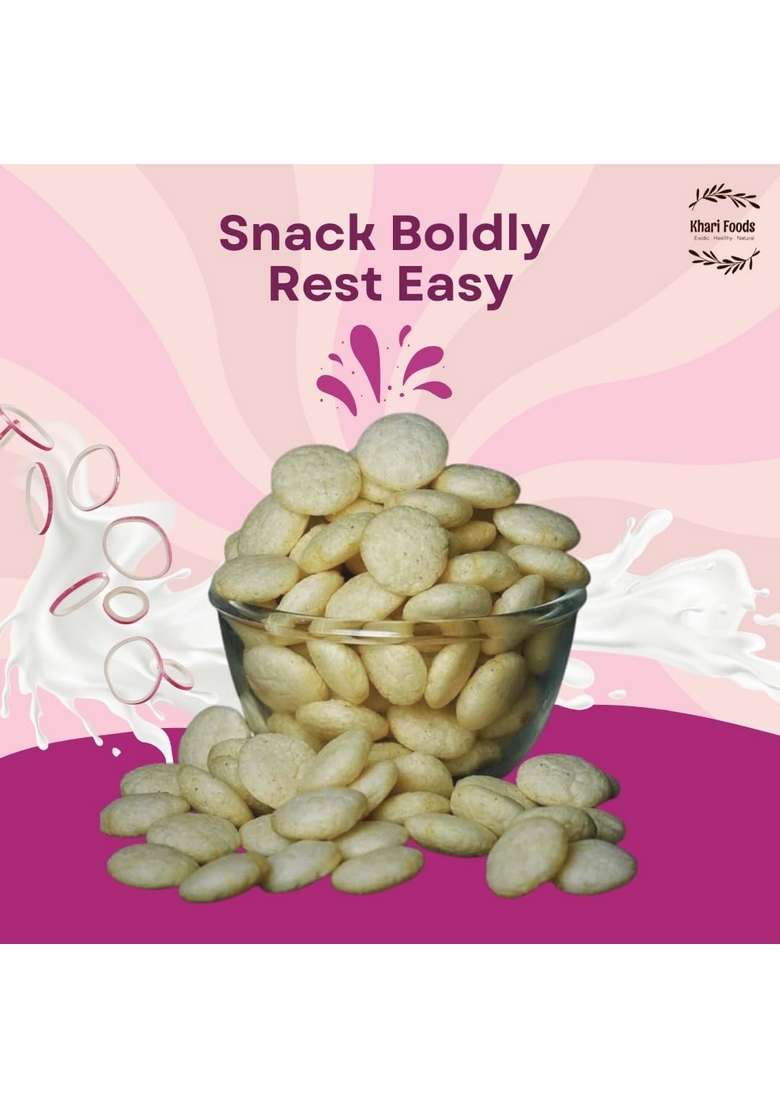 Khari Foods Jowar Pops Cream Onion Flavoured No Palm Oil Maida Millet Goodness Fibre Rich Zero Cholestrol Baked Gluten Free Vegan Snacks For Kids Adults 50G Pack of 1 - Indya