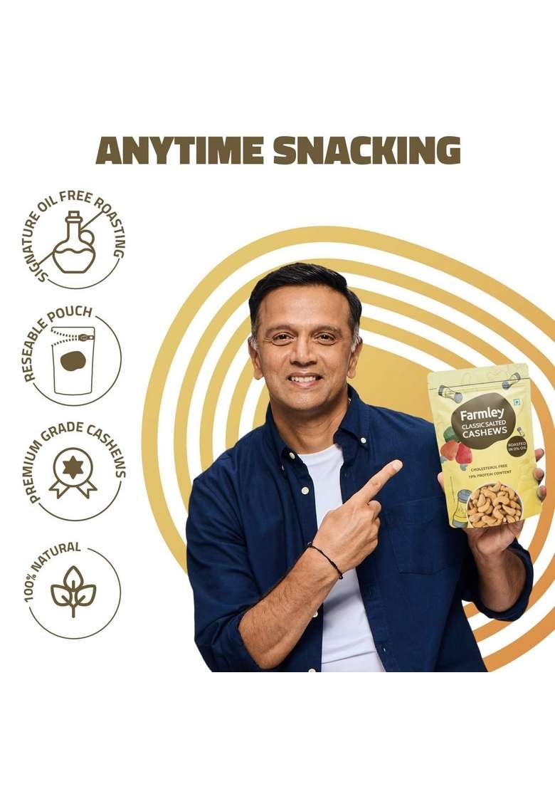 Farmley Roasted Salted Flavour Cashews 160G I Rich In Protein Magnesium And Phosphorus No Artificial Colours - Indya