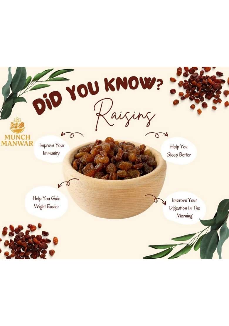 Munch Manwar Golden Raisins Natural Energy Boosting Dry Fruit For Kids Adults 1Kg - Indya