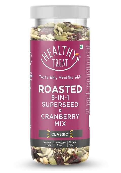 Healthy Treat Roasted 5 In 1 Super Seeds Mix With Cranberry 150Gm | Trail For Eating Mixed Weight Loss Diet Snacks