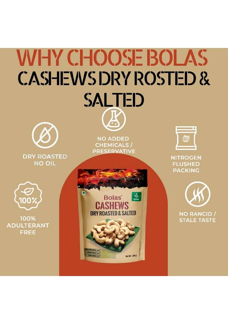 Bolas Salted And Roasted Cashews 200G - Indya