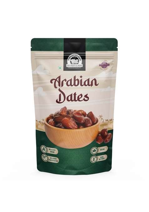 Wonderland Foods Device 250G Premium Arabian Dates | Soft And Chewy Texture Khajur Khajoor No Preservatives Added Sugar Rich In Iron Fibre Vitamins