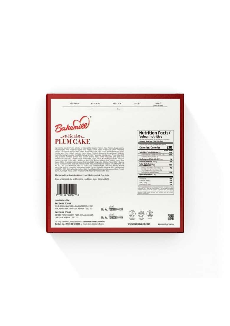 Bakemill Real Plum Cake Premium Fruit And Nut 350G - Indya