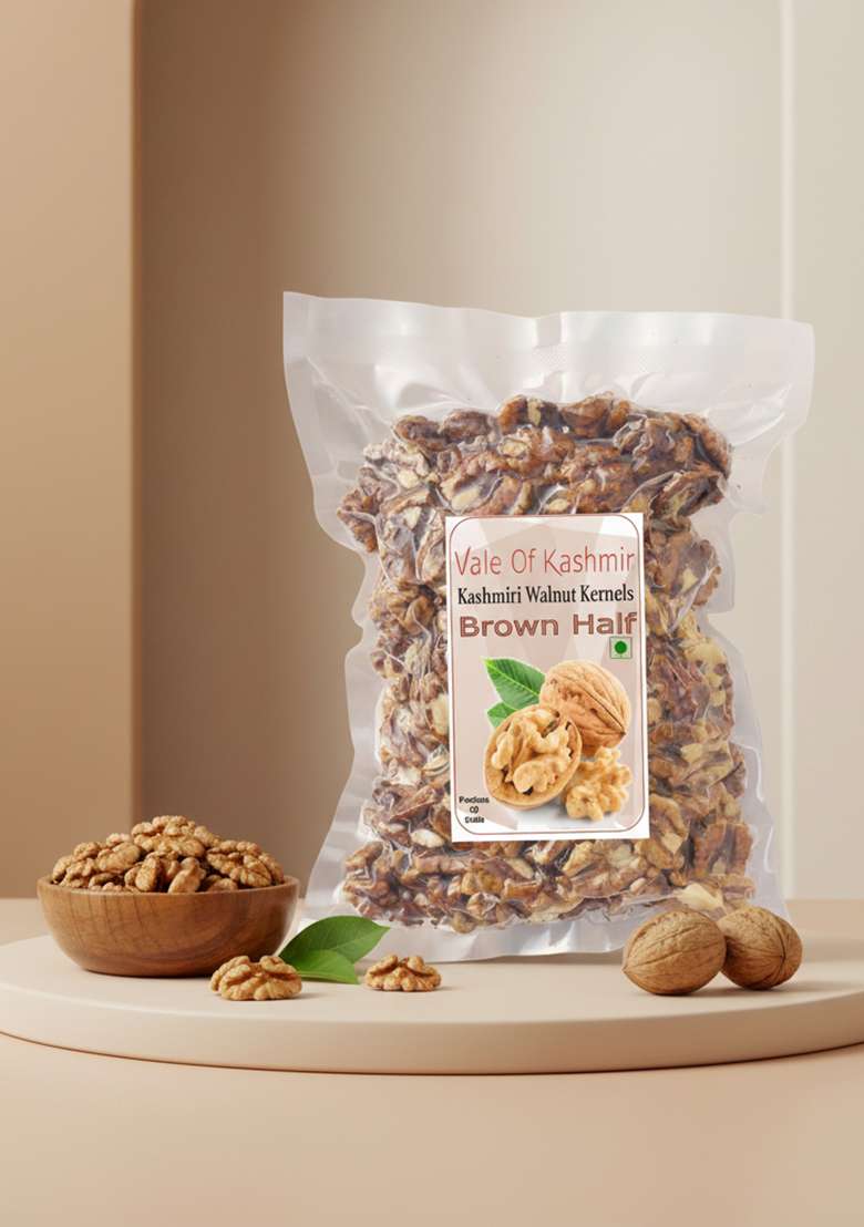 Vale Of Kashmir Walnut Kernels Brown Halves Without Shell 500 G Akhrot Giri Kashmiri Walnuts - Indya