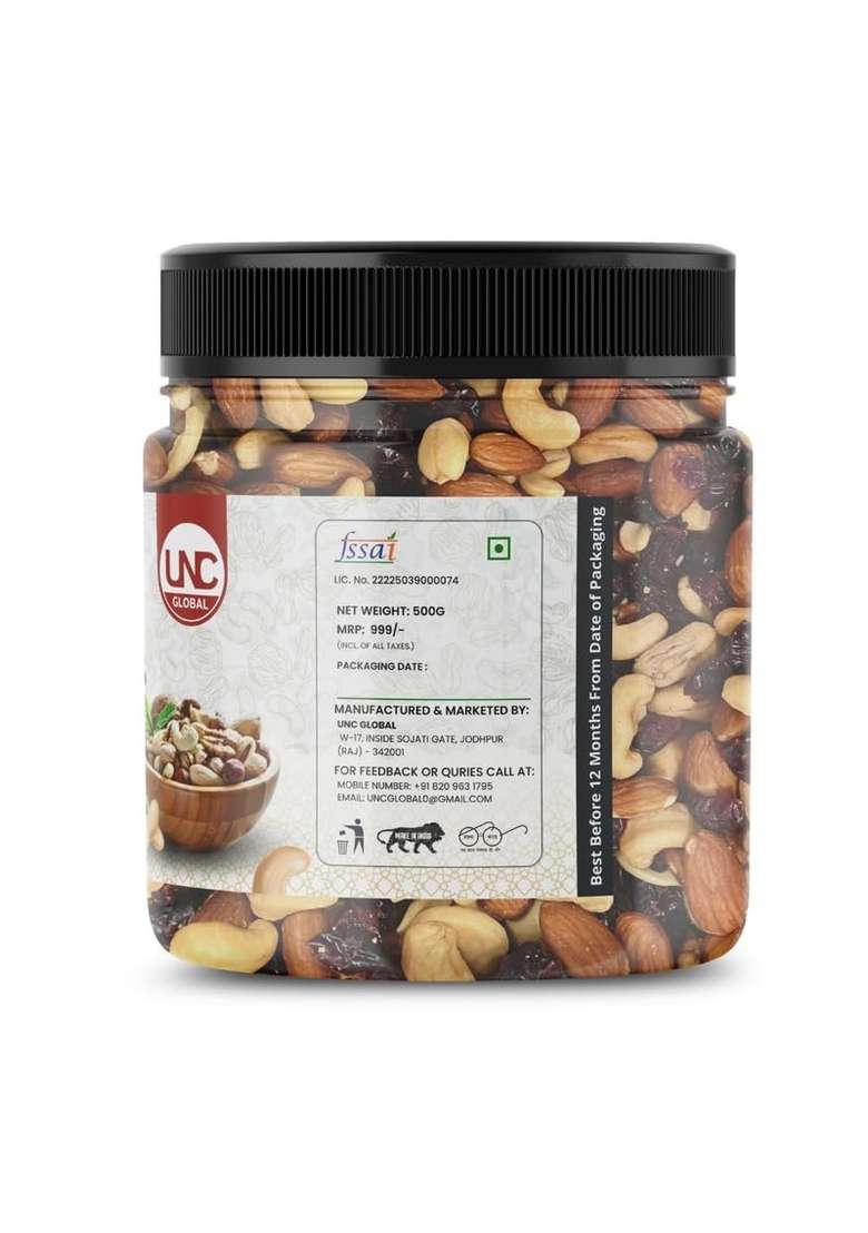 Unc Global Healthy Mixed Dry Fruits Pack | Premium Nuts Raisins No Added Sugar Ideal For Gifting Snacking Daily Nutrition 1Kg - Indya
