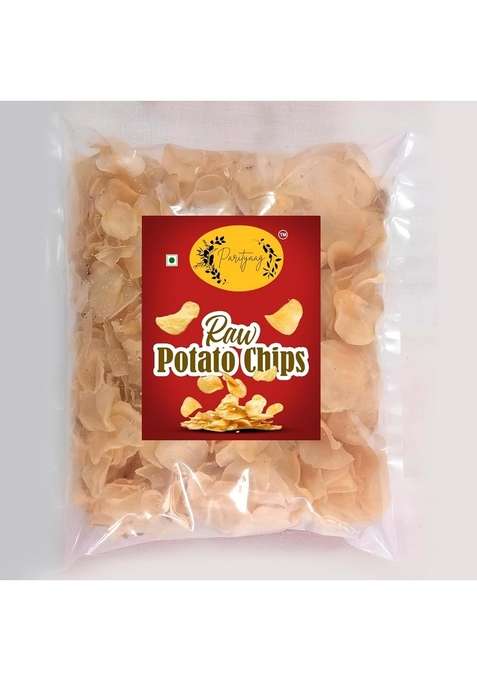 Parityaag Premium Raw Aloo Chips Ready To Fry Potato Slices | Handmade Dry Vegan Friendly Snack No Preservatives 400Gm