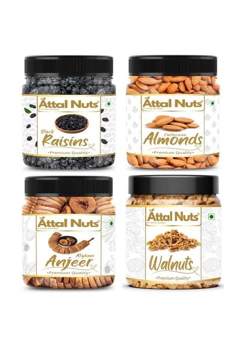 Attal Nuts Dry Fig Anjeer California Walnuts Akhrot Giri Black Raisins Kismish Californian Almonds Badam 250G