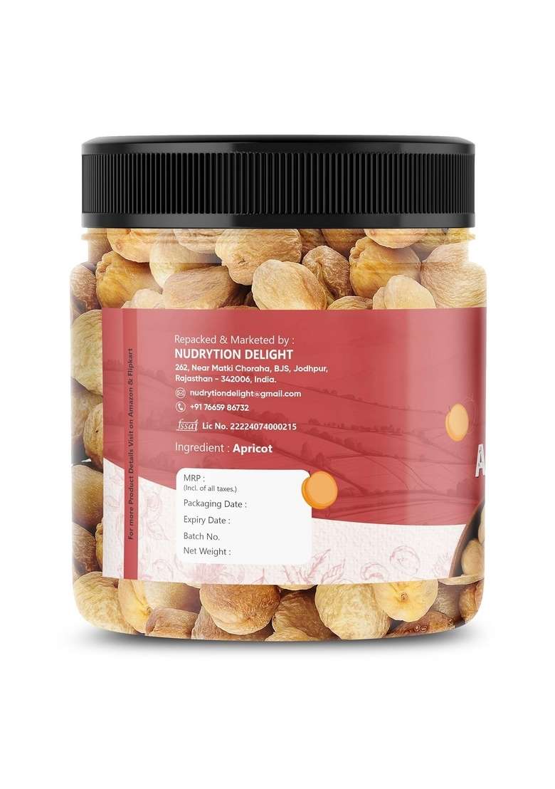 Nudrytion Delight Premium Afghani Dried Apricots | Soft Juicy Naturally Sweet Sun Khubani Rich In Fiber Iron Vitamin A Healthy Snack Airtight Jar Pack 250 Gm - Indya
