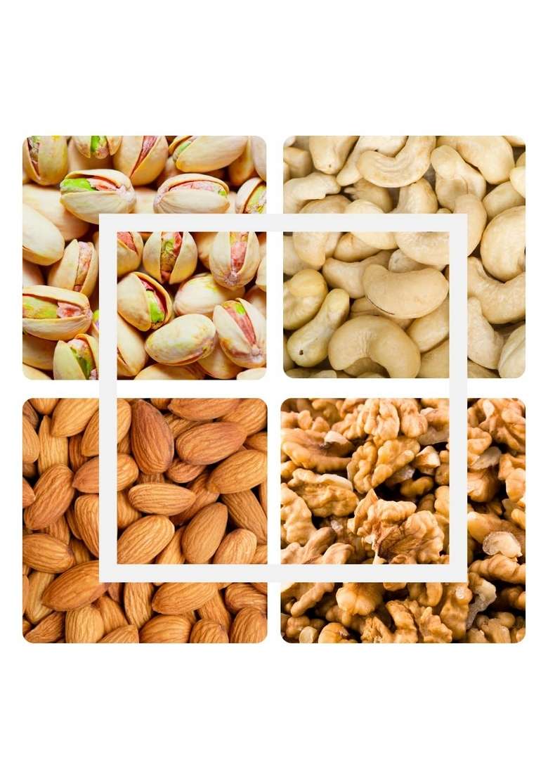 Yumful Dry Fruits Combo Pack Of 4 400G 100G Each | Healthy Almonds Cashews Salted Pistachios Walnuts Badam Kaju Pista Akhrot Delicious And Nutritious Snack - Indya