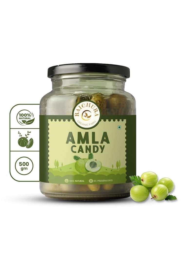 Raichura Organic Farm Amla Candy 500G – Rich In Vitamin C Antioxidants Homemade With Black Salt Natural Digestive Snack Chemical Free Boosts Immunity Healthy Refreshing Treat - Indya