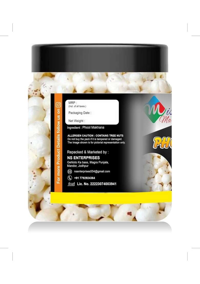 Mishiya Mart Phool Makhana | Fox Nuts Lotus Seeds |Phool |Natural Crunchy Fit For Fasting High Protein Rich In Fiber 1Kg - Indya