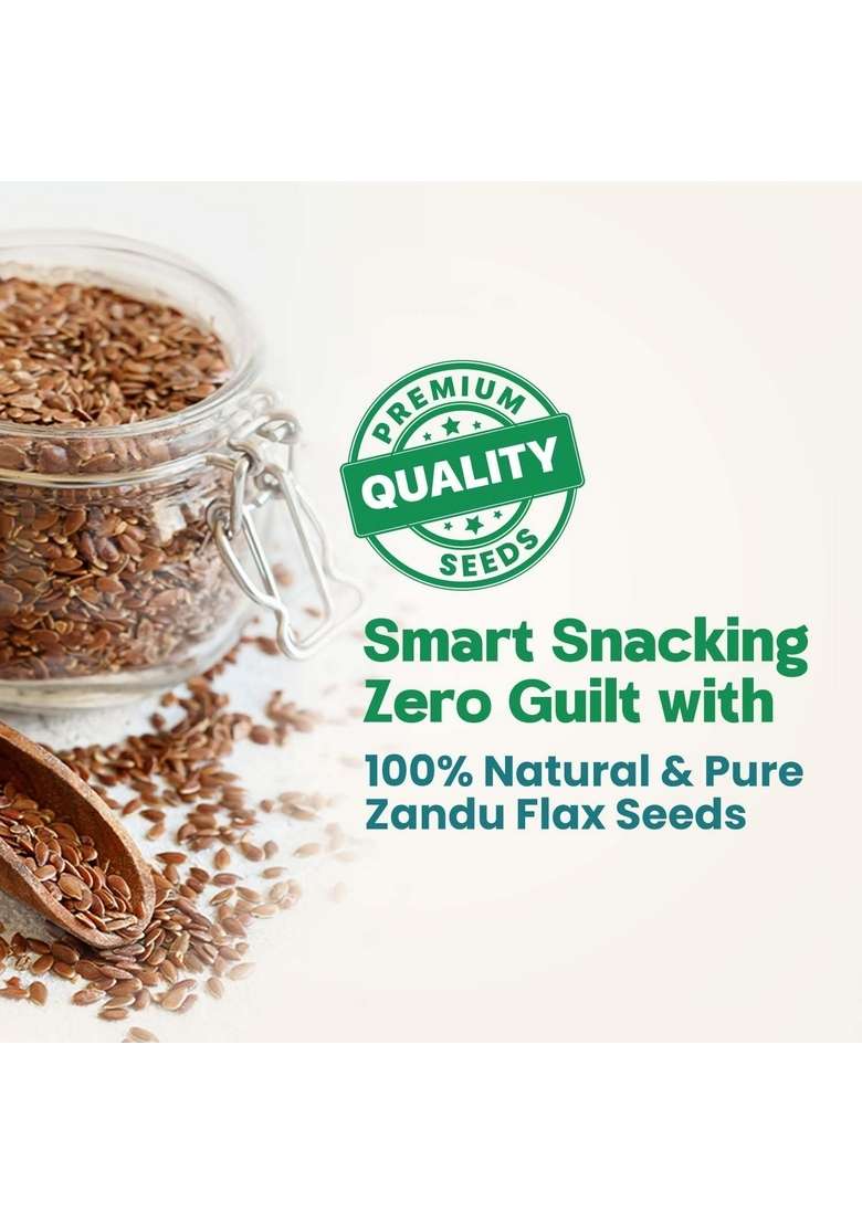 Zandu Flax Seeds 200Gm Pack Of 3 I Premium Raw Rich In Protein Dietary Fibre Promotes Healthier Skin Hair Resealable - Indya